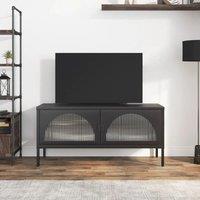 TV black furniture TV 105x35x50 cm glasses and stainless furniture TV cabinet modern minimalist LED