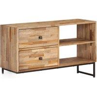 Recycled teck Wood TV furniture 90x30x55 cm luxurious furniture TV cabinet modern minimalist LED