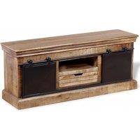 TV furniture with 2 doors sliding solid mango wood luxurious furniture TV cabinet modern minimalist