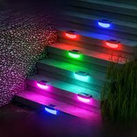 LED Solar Step Lights Dusk to Dawn 5V RGB Deck Light Sense Auto On/Off Stair Guide Lamp Waterproof Fence Pathway Porch Lighting