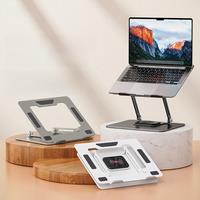 llano Laptop Stand for Desk, Laptop Riser with 360 Rotating Base, Adjustable Height Notebook Holder, Dual Rotary Shaft