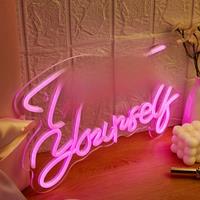 Chi-buy LED Neon Treat Yourself USB Powered Neon Signs Night Light 3D Wall Art & Game Room Bedroom Party Decor Lamp Signs