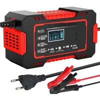 Car Battery Charger 12V 6A Pulse Repair LCD Display Smart Fast Charge AGM Deep Cycle GEL Lead-Acid Charger For Auto Motorcycle