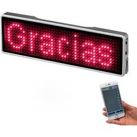 Rechargeable Bluetooth Digital LED Badge Insignia DIY Programmable Scrolling Message Board Mini LED
