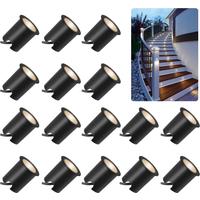 QACA 10/16 Pack LED Recessed Deck Lights IP67 Waterproof Outdoor Garden Lighting Low Voltage DC12V Stairs Landscape Patio Light