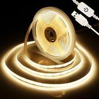 5V USB Dimmable COB LED Strip Light?1/2/3/5M White/Warmwhite COB LED Strip With Touch Dimmer Switch For Kitchen Cabinet Lighting