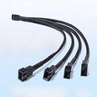 JEYI PC Fan Splitter Extension Cable - 1 to 4 PWM Fan Braided Extension Power Wire for Motherboard,