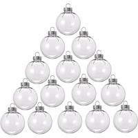 15 PCS Round Clear Christmas Balls Fillable DIY Christmas Tree Balls Made of Plastic Christmas Balls Tree Decorations