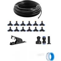 Outdoor Misting Cooling System 33FT(10M), DIY Misting Line, 12Pcs Brass Nozzle (3/4inch), Garden Greenhouse Trampoline