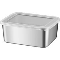 Stainless Steel Refrigerator Crisper Food Storage Box with Plastic Lid Prepare Seafood Fruit