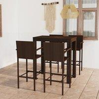 5pcs Garden Caf set with brown resin armrests