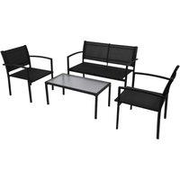 Garden furniture 4 pcs Black Textilene