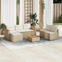 Garden furniture with cushions 5 pcs beige resin acacia
