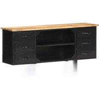 Buffet 110x30x65 cm raw and steel solid mango wood