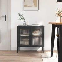 Black Buffet 70x35x70 cm glasses and steel