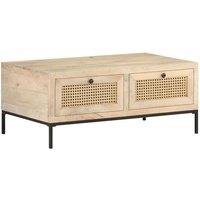 Low Table 90x50x37 cm mango wood and natural cane