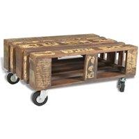 Low Table with 4 castors recycled wood