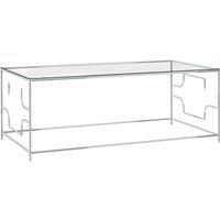 Silver Low Table 120x60x45 cm stainless steel and glasses