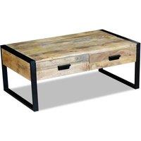 Low Table with 2 drawers solid mango wood 100x60x40 cm