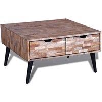 Low Table with 4 drawers recycled tea Wood