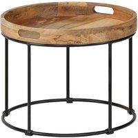 Low Table solid mango wood and steel 50x40 cm