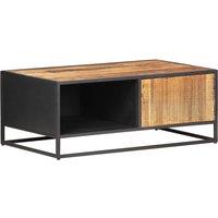 Low Table 90x50x35cm raw mango wood and natural cane