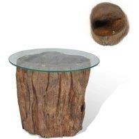 Low Table glass Teck 50x40 cm