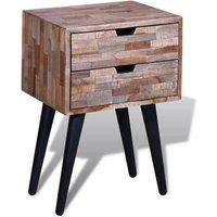 Bedside Table Table with 2 drawers recycled tea Wood