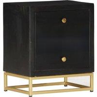 Black and golden bedside Table Table 40x30x50cm solid mango wood