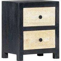 Gray hand carved bedside Table Table 40x30x50 cm mango tree