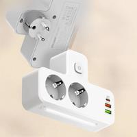 LDNIO Power Strip European Plug Extension With 20W PD 3 USB 2AC Outlet Extender Adapter Touch Night Lamp EU Standard Wall Socket