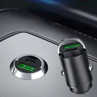 100W/200W Mini Car USB/QC3.0 PD Charger 12-24V Fast Charging Car USB Type C Charger Lighter for