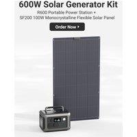 ALLPOWERS R600 Powerstation With Solarpanel 100W, LiFePO4 Battery 299Wh Camping Generator 600W Power Supply for Home Backup RV