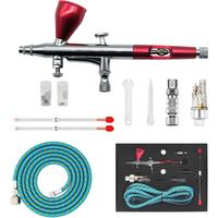 Air Brush Kit Double Action Spray Gun,Air Brush Kit for Painting with 0.3,0.2,0.5mm Needle/Nozzle/Air Cap,1/3oz Paint Cup,Air Hose,for Tattoo Nail,Makeup,Model,Art Hobby Painting