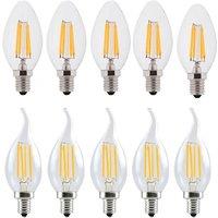 10PCS E14 LED Bulb Filament Candle Lamp C35 C35L 2W 4W 6W 110V 220V Dim Edison Retro Antique Vintage Style Warm White Chandelier