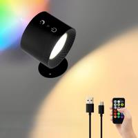 Rechargeable Battery Operated Wall Sconces/Lights with Remote and Touch Control, RGB Magnetic Wall Mounted Lamp for Bedroom/Read