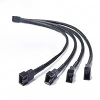 JEYI PC Fan Splitter Extension Cable - 1 to 4 PWM Fan Braided Extension Power Wire for Motherboard, Desktop Computer CPU Fan