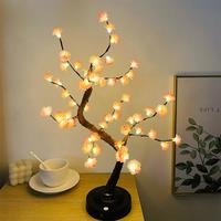 LED Tree Light, Pink Flower Table Lamps, Battery/USB Powered Artificial Flower Bonsai Tree Lamp,for