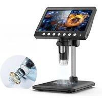 5MP 7'' Digital Microscope1200x Magnification HD Coin Microscope with 8 LEDs Soldering Microscope for Electronics PCB Repair