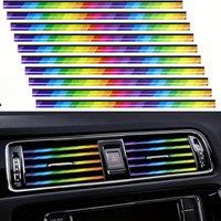10/50pcs Car Air Conditioner Vent Outlet Trim Strip U Shape Chrome PVC Colorful Shiny Car Trim Strip for Car Interior Decoration