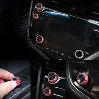 5pcs/set Aluminum Switch Cover Car Air Conditioning Audio Function Button Circle Trim For Toyota Camry 2018 70 styling moldings