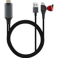 AIRSKY Customized Lightning to HDMI USB Power Cable for Apple Ipone Ipad IOS 8-15 Android 7.0 Above Smartphone TV Live Streaming