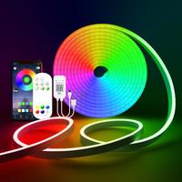 12/24V EU plug Bluetooth RGB Neon LED Strip?1/2/3/4/5/10/15M Neon RGB Strip Work With APP and remote control Neon Deco Lighting