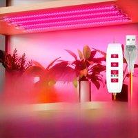 LED Plant Grow Lights Full Spectrum USB Hydroponics Fill Lamp Bar Growth Box Succulent Cultivate Light Strip Timer Auto On/Off