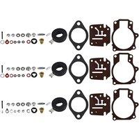 3 x Carburetor Carb Rebuild Repair Kit and Float Fit for Johnson Evinrude 396701 65 70 75 HP