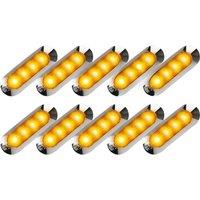 10X Amber LED Trailer Truck Side Marker Lights 4LED Clearance RV Camper 12V-24V