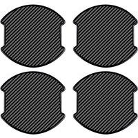 4Pcs Universal TPU 3D Carbon Fiber Texture Car Door Handle Bowl Paint Scratch Personalize Protective Pad Sticker (L)
