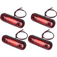 4X Red 3 LED 3.4Inch Side Marker Light Lamp Truck Trailer Tail Light Signal Indicator Camper RV Waterproof 12V-24V