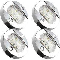 4Pcs DC 12V Round Marine Boat LED Courtesy Lights Cabin Deck Stern 6 LED Side Marker Light Navigation Light Blue