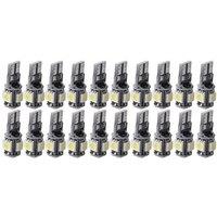 20Pcs Cool White T10 LED Bulb Car Interior License Light 2825 192 194 5050 5 SMD